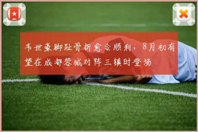 韦世豪脚趾骨折愈合顺利,8月初有望在成都蓉城对阵三镇时登场